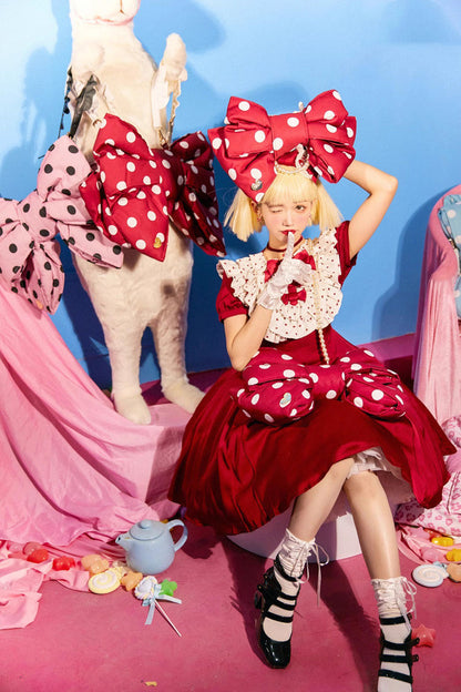 Red/White Polka Dot Print Bowknot Shaped Sweet Lolita Backpack