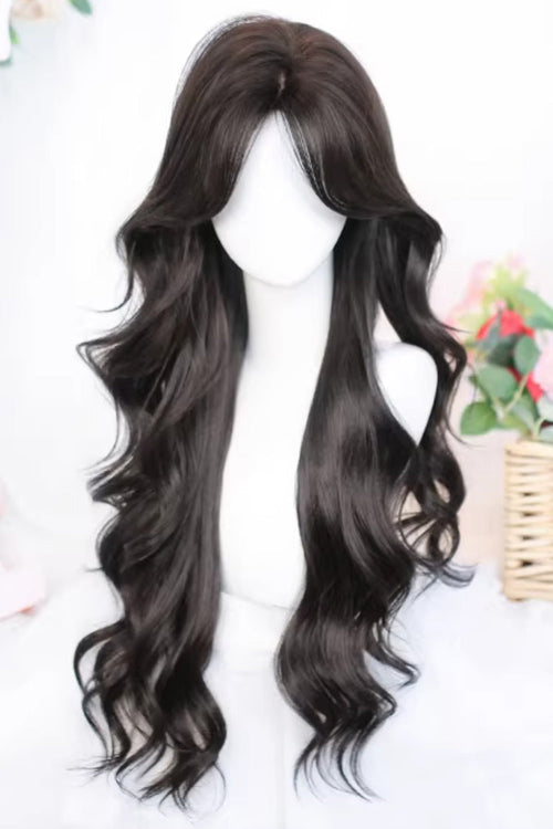 Black Tea Brown Big Wavy Long Hair Versatile Sweet Lolita Wig