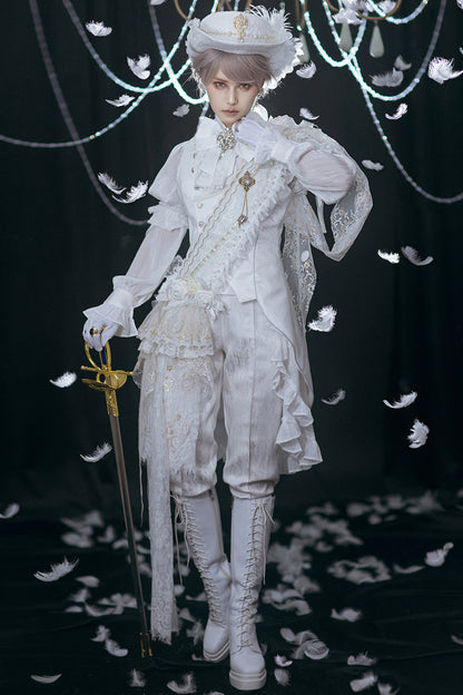 White Hidden Prejudice Never Fades Vintage Elegant Prince Handsome Ouji Lolita Coat