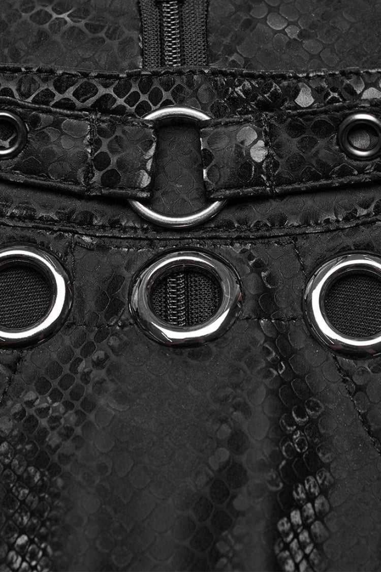 Black Snake Print Metal Ring Decoration Hollow Womens Steampunk Vest