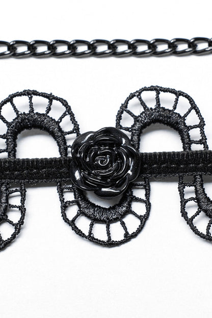 Black Rose Snakelike Hollow Women's Gothic Choker