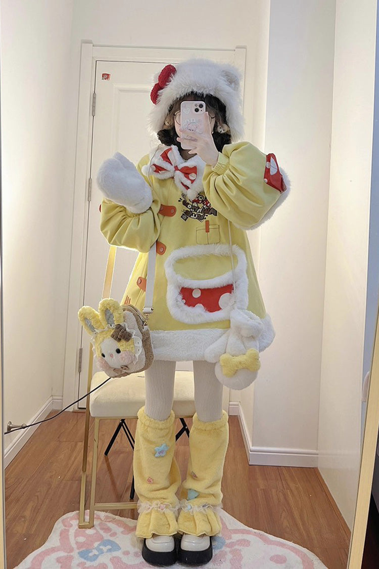Yellow [Mushroom House] Long Sleeves Embroidery Bowknot Sweet Lolita Coat