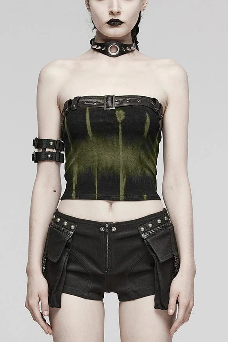 Simple Adjustable Bust Strap Sleeveless Print Womens Steampunk Corset 2 Colors
