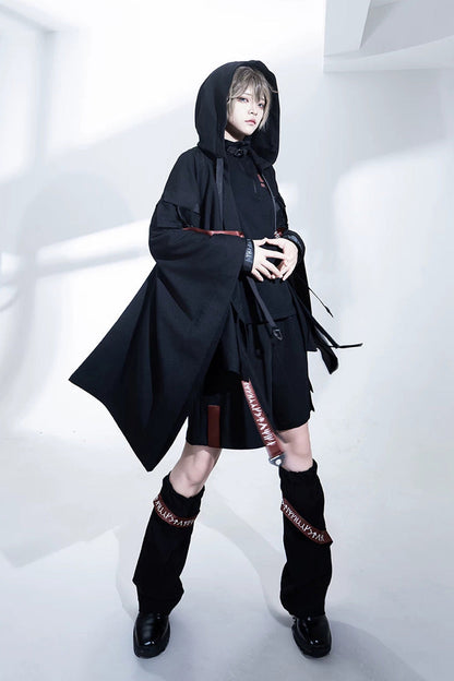Black [Nameless Blade] Stand Collar Long Sleeves Gothic Prince Ouji Lolita Shorts Set