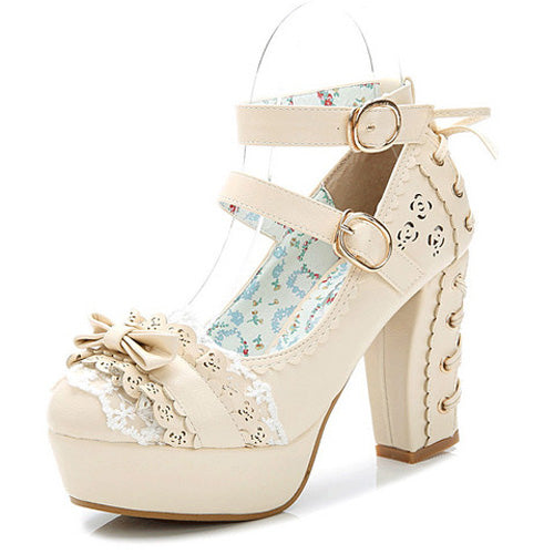 Sweet Princess Lace Bow Sweet Lolita Shoes 3 Colors