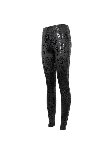 Black Stretch Pentagram Knit Special Print Women's Gothic Leggings