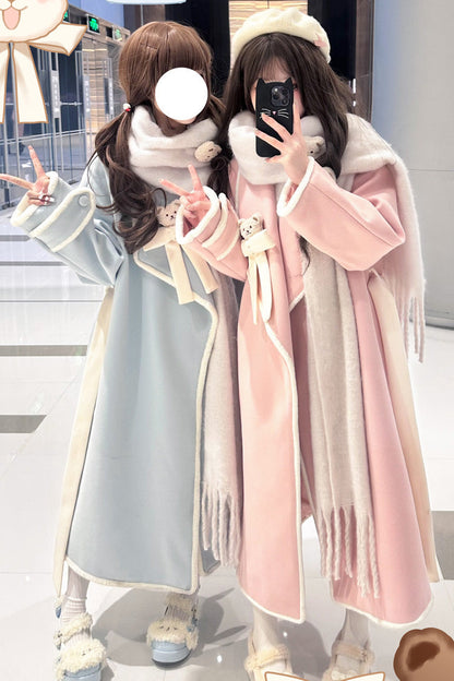 [Cute Bear] Long Sleeves Bowknot Sweet Lolita Long Coat 2 Colors