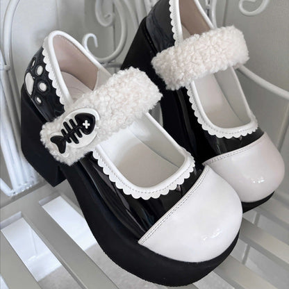Fishbone-Style Single-Strap Buckle Sweet Lolita Platform Shoes