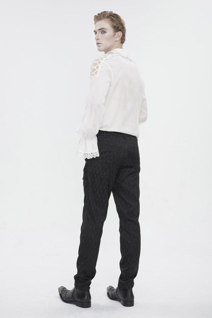White Ruffled Collar Puff Sleeved Men's Gothic Shirt