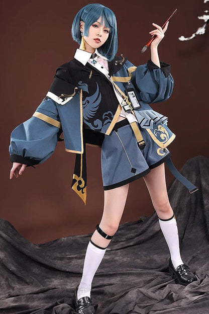 Blue/Black Choir Super Luxury Print Ouji Fashion Lolita Set