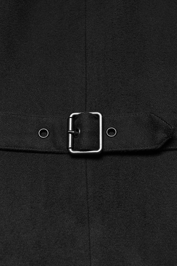Black Stand Collar Long Sleeves Hooded Zipper Men's Punk Jacket
