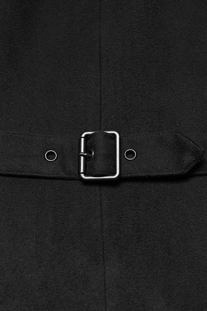 Black Stand Collar Long Sleeves Hooded Zipper Men's Punk Jacket