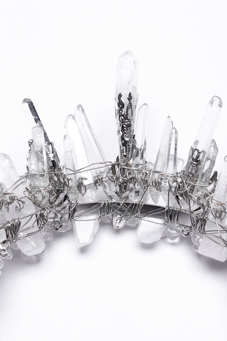 White Irregular Beaded Women's Gothic Crystal Headwear