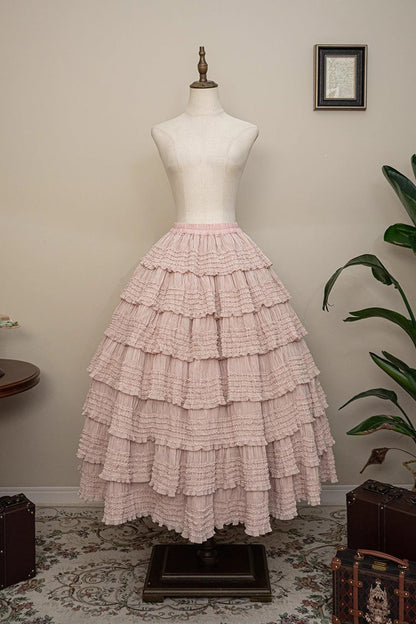 Cat Rose Tea Multi-layer Ruffle Sweet Lolita Skirt 3 Colors