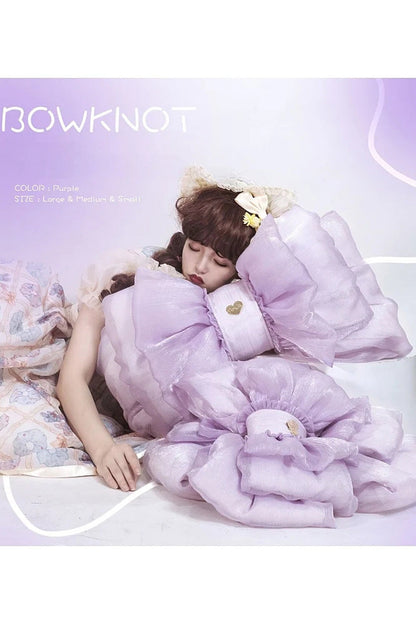 Purple Big Bowknot Metal Heart Nameplate Lolita Backpack