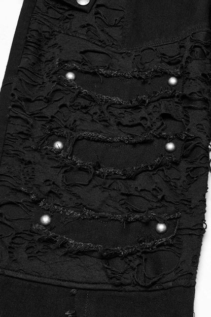 Black Ripped Men's Punk Straight Pants