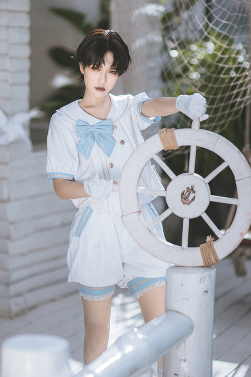 White Immortal Mint Ouji Lolita Short Sleeves