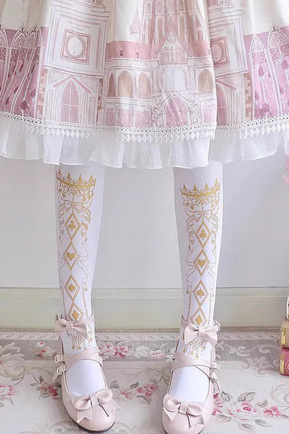 White Hot Stamping Print Sweet Lolita Pantyhose 11 Styles