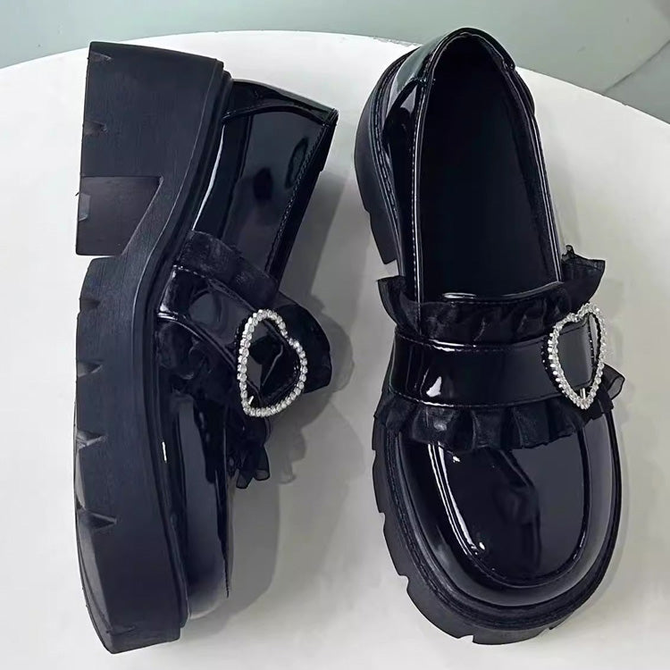Heart Rhinestone Jirai Kei Elegant Lolita Platforms 3 Colors