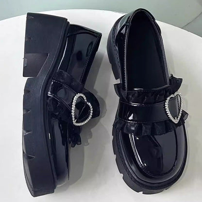 Heart Rhinestone Jirai Kei Elegant Lolita Platforms 3 Colors