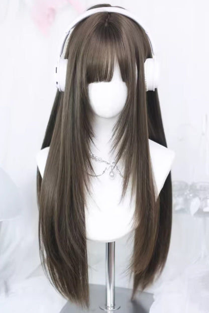 Side Part Air Bangs Sweet Lolita Long Straight Wig 2 Colors