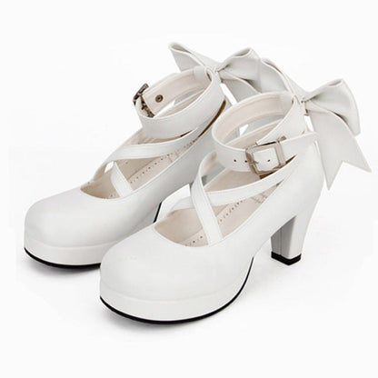 Cute Solid Color Bowknot Sweet Lolita High Heels 4 Colors