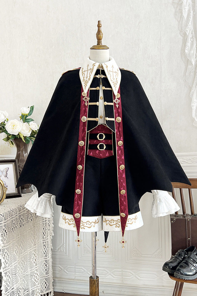 Black [Vampire Noble Court] Long Sleeves Embroidery Gothic Prince Handsome Ouji Lolita Set