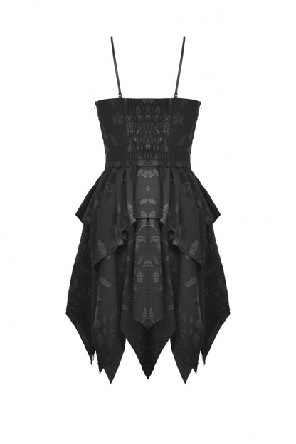 Black V Collar Sleeveless Halloween Printed Irregular Women's Gothic Slip Dress