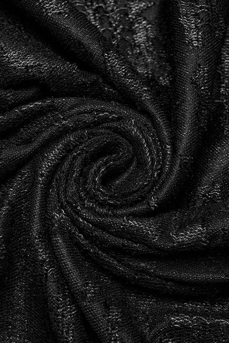 Black Round Collar Sleeveless Print Ripped Distressed Eyelet Men's Gothic Tank Top