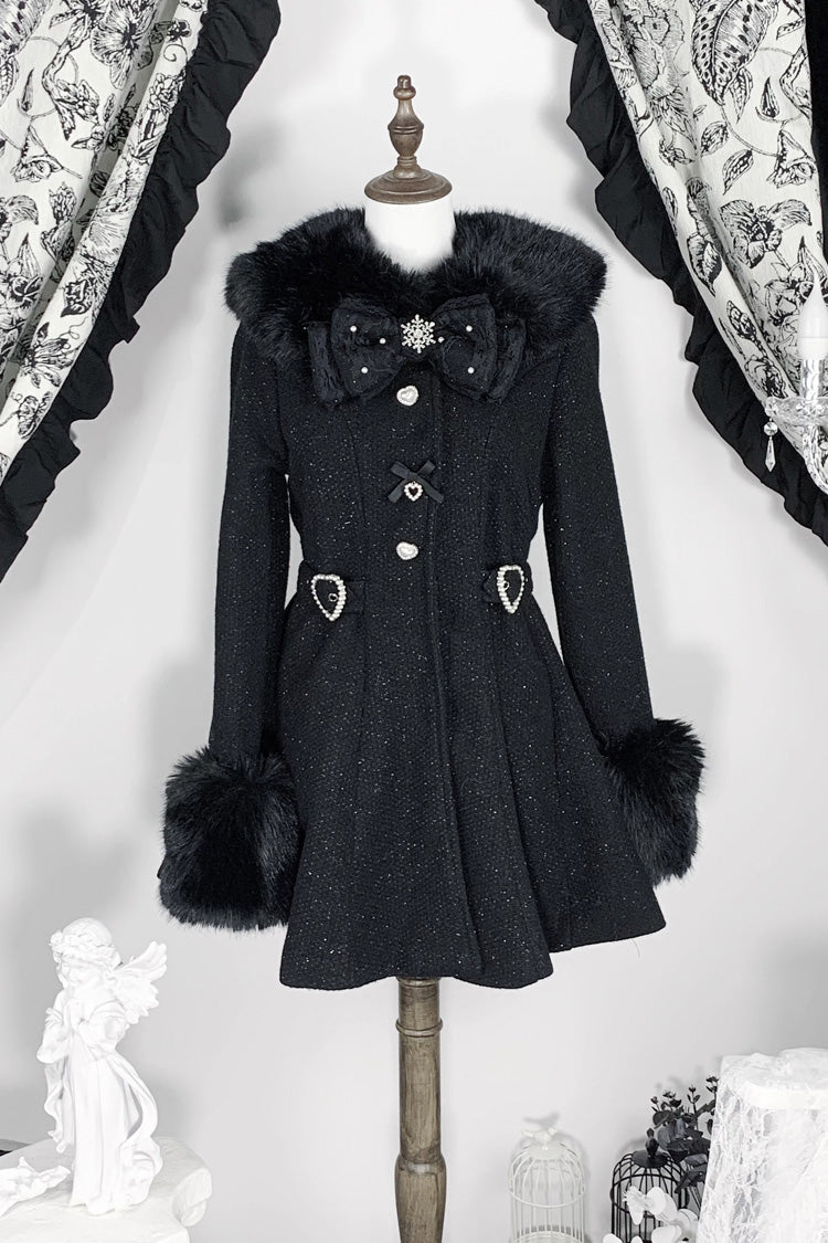 [Velvet Star Dream] Long Sleeves Bow Sweet Jirai Kei Japanese Overcoat 2 Colors