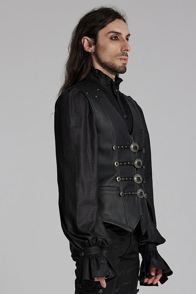 Black Rivet Buckle Men's Gothic Vest