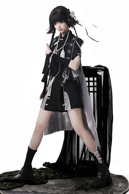 Black [The Strange End of the Immortal Sect] Sleeveless Chinese Style Ouji Lolita Set