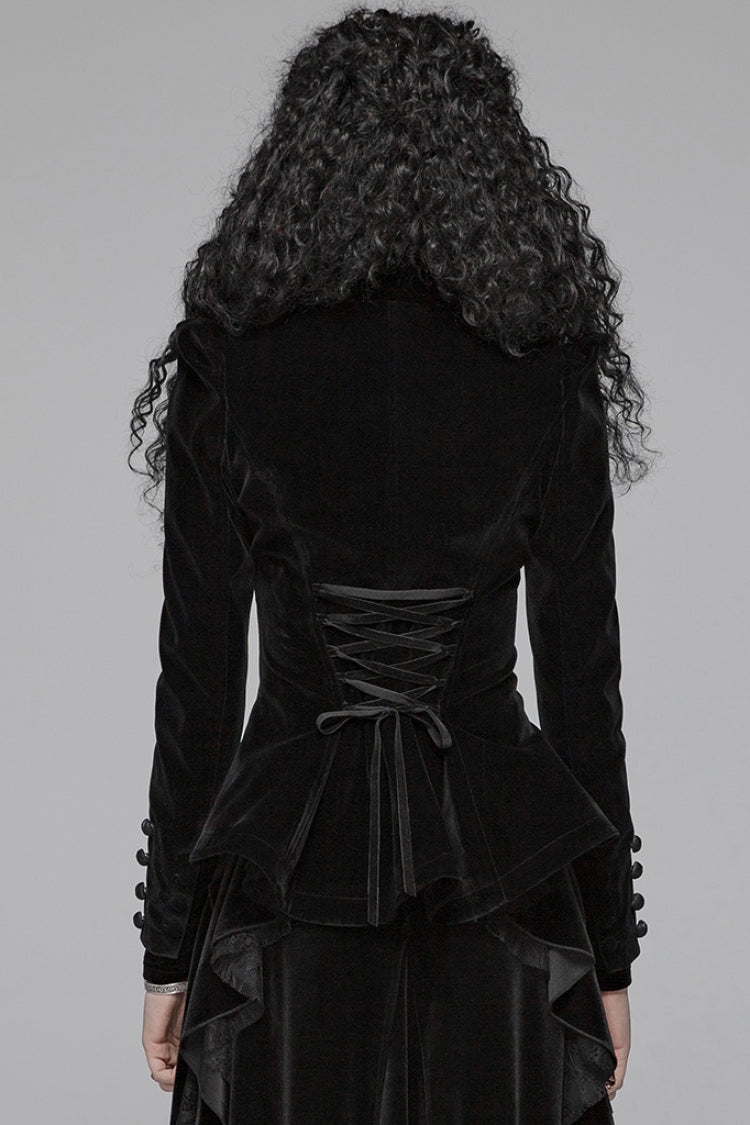 Gothic Long Puff Sleeves Hollow Womens Swallowtail Short Coat Jacket 2 Colors
