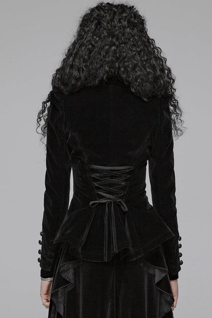 Gothic Long Puff Sleeves Hollow Womens Swallowtail Short Coat Jacket 2 Colors