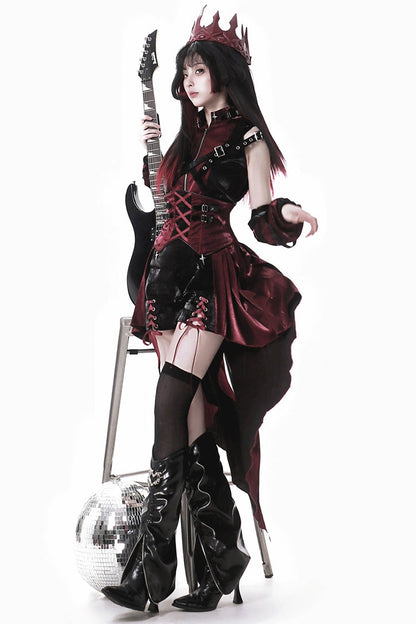 Black/Red [Chief Assassin] Lace-Up Gothic Ouji Lolita Set