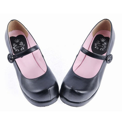 Black Simplicity Strap Platform Classic Lolita Shoes