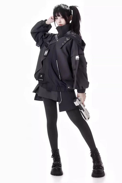Black [Retrograde Orbit] Long Sleeves Gothic Ouji Lolita Skirt Coat Set