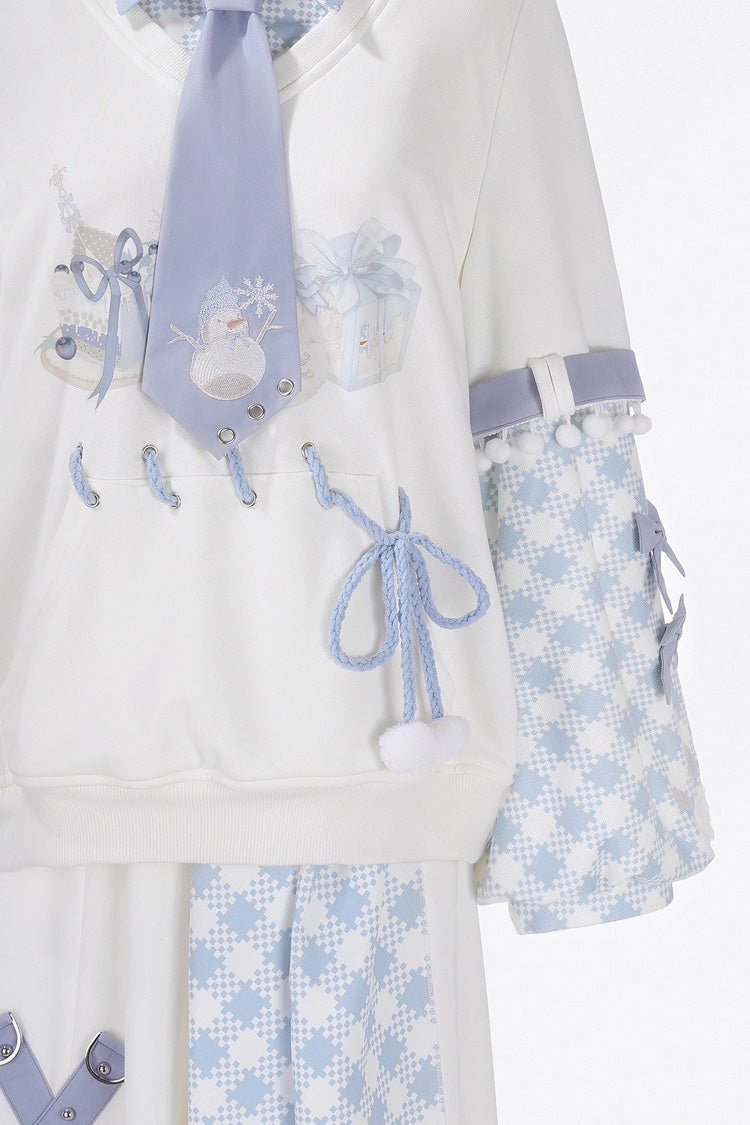White Lapel Collar Long Sleeves Print Asymmetric Prince Handsome Ouji Lolita Set