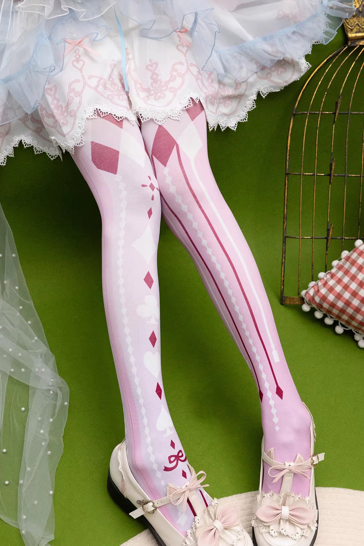 [Alice in Wonderland] Poker Printed Gothic Lolita Tights 5 Colors