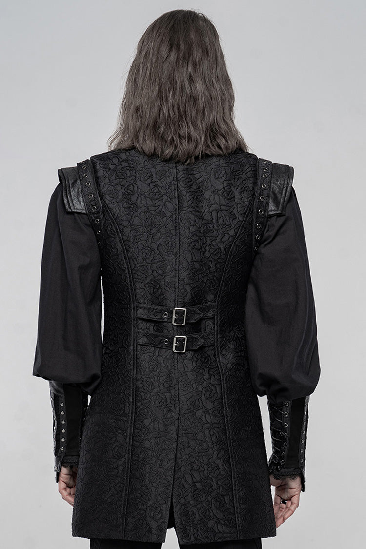 Black Stand Collar Sleeveless Buckle Men's Punk Vest