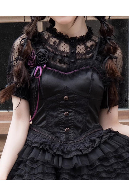 Detachable Pad Puff Sleeves Sweet Lolita Short Shirt 3 Colors