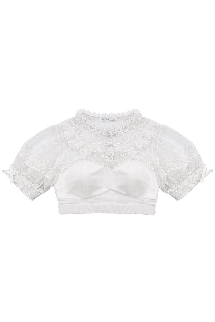 Detachable Pad Puff Sleeves Sweet Lolita Short Shirt 3 Colors