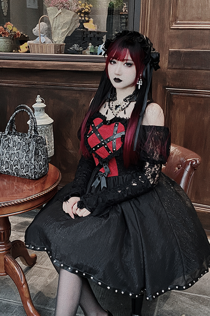 Black Wine Elegant Bowknot Long Sleeves Gothic Lolita Jsk Dress