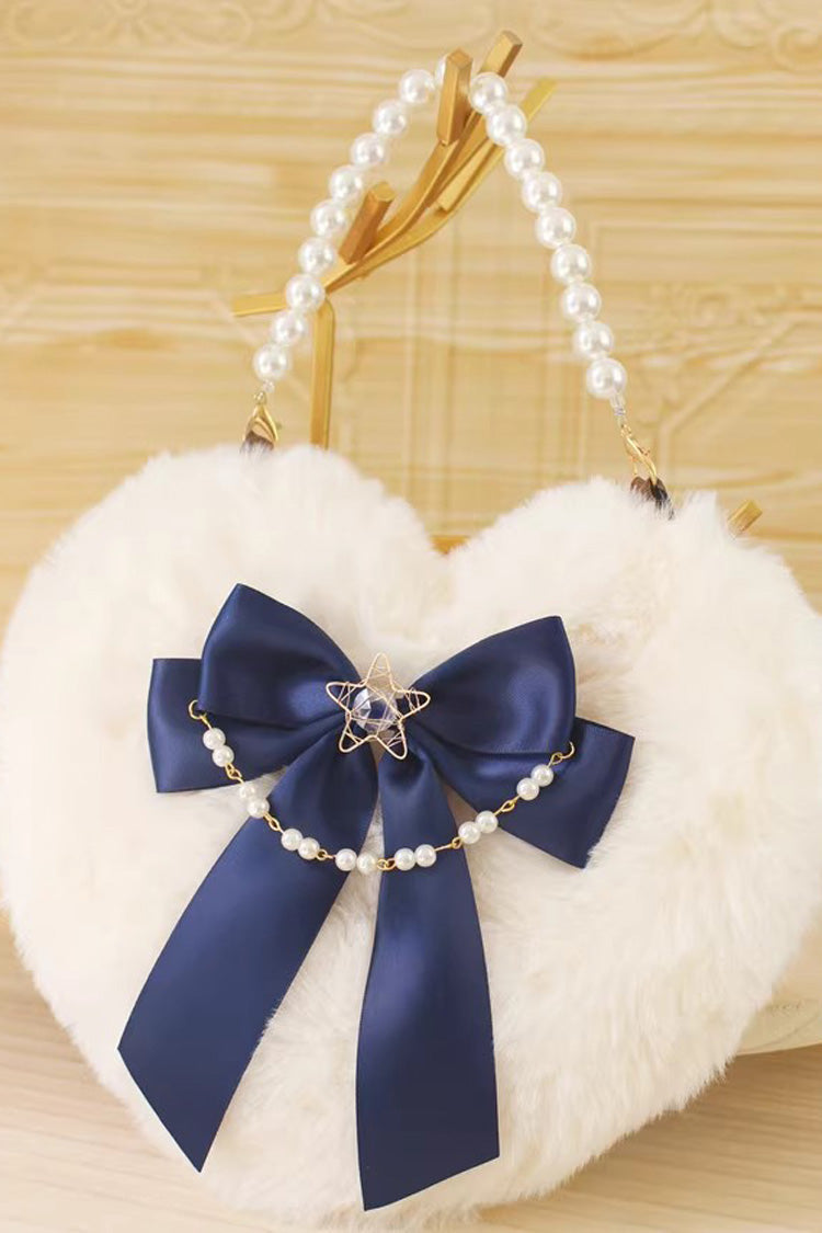 Fluffy Heart Cartoon Bowknot Pearl Sweet Lolita Handbag 17 Colors