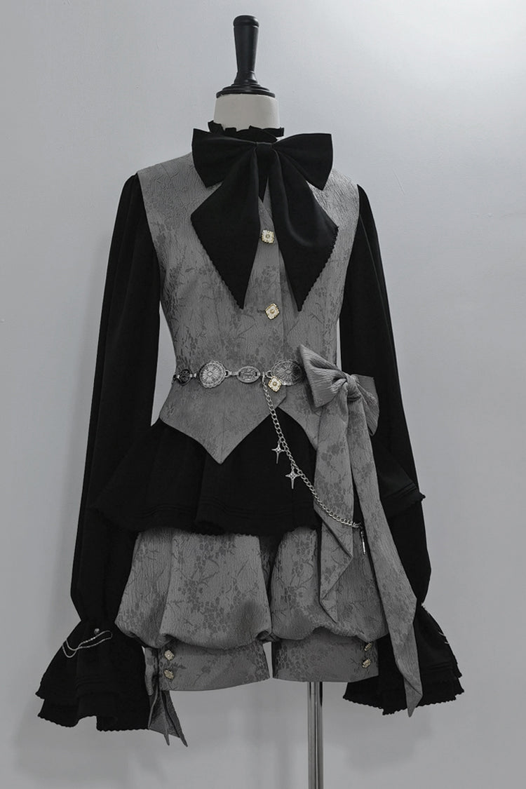 Black Rabbit Hunt Long Sleeves Bowknot Vintage Prince Ouji Lolita Blouse
