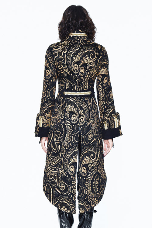 Brown With Gold Fake Two Pieces Pirate Costume Gothic Womens Coat
