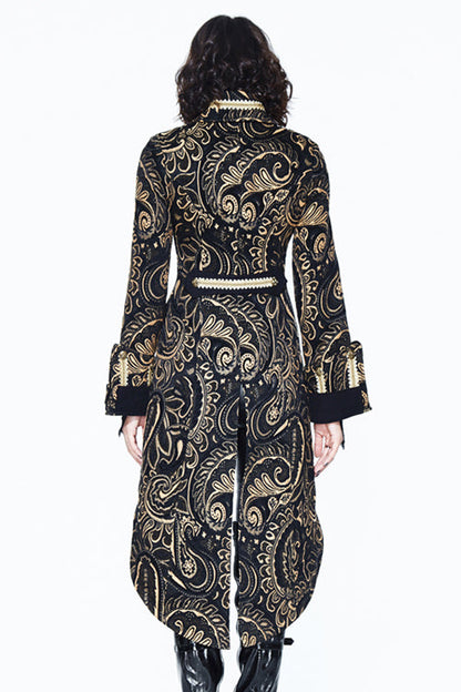 Brown With Gold Fake Two Pieces Pirate Costume Gothic Womens Coat