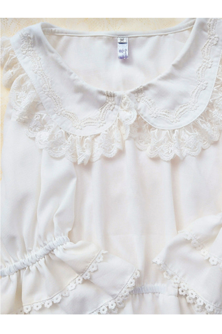 White Chiffon Doll Collar Half Sleeve Sweet Lolita Shirt