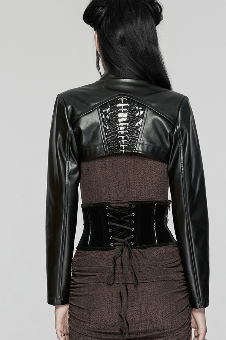 Black Skeleton Lace-Up Women's Punk Underbust Corset