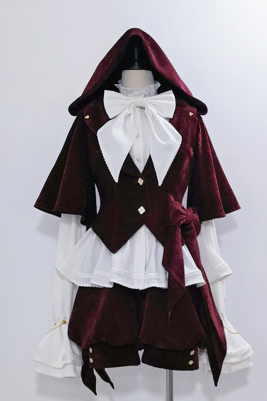 Red [Rabbit Hunt] Rabbit Ears Hooded Sweet Prince Handsome Ouji Lolita Coat